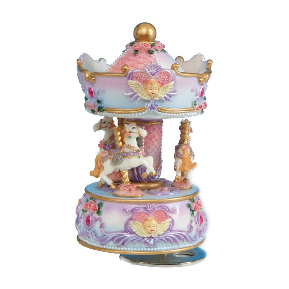 Musicbox Kingdom 5.5" Angel Bust Carousel Turns To The Melody “Blue Danube